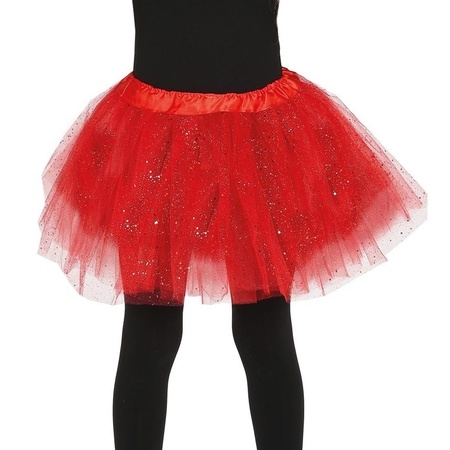 Petticoat/tutu skirt red with glitter 31 cm for girls