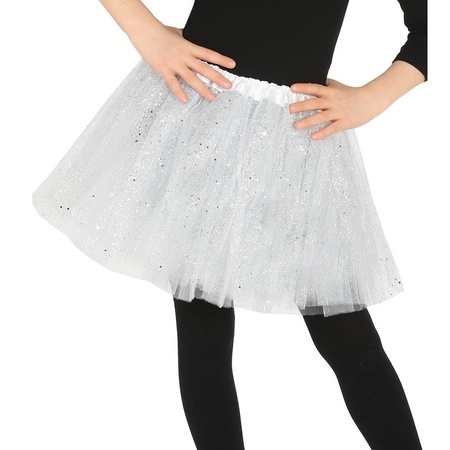 Petticoat/tutu skirt white with glitter 31 cm for girls