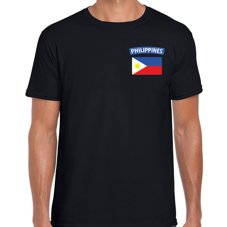 Philippines t-shirt met vlag Filipijnen zwart op borst voor heren