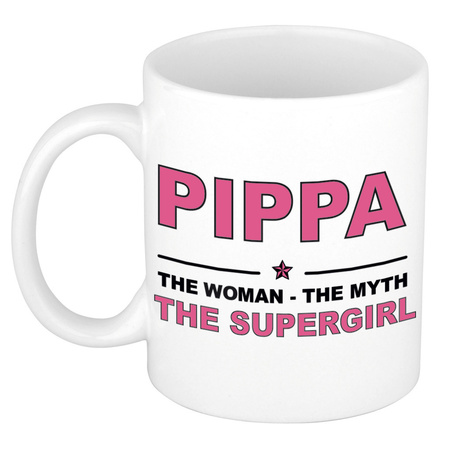 Pippa The woman, The myth the supergirl pensioen cadeau mok/beker 300 ml