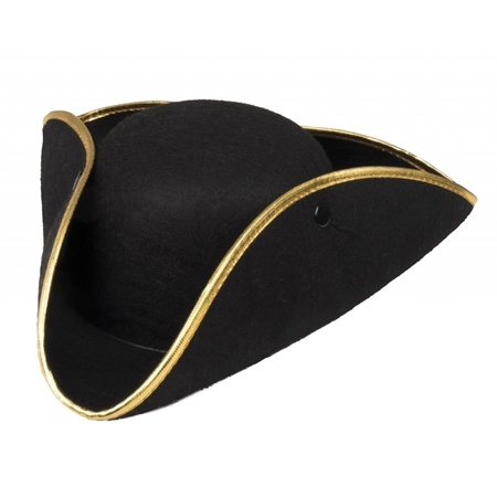 Black tricorn pirates hat for adults