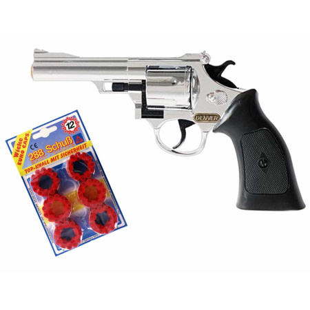 Plaffertjes speelgoed pistool/revolver met 12 schoten magazijn