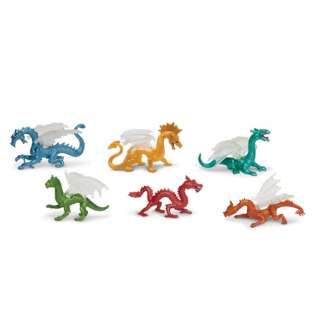 Gekleurde plastic draken 6 stuks