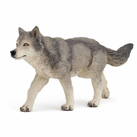 Plastic toy grey wolf  12 cm