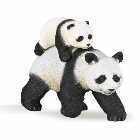 Plastic  toy panda with baby 8 cm