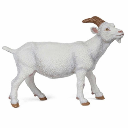 Plastic toy white goat 9 cm