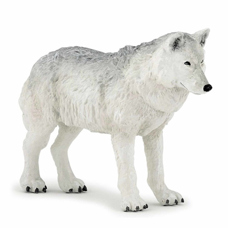 Plastic toy white wolf 9,5 cm