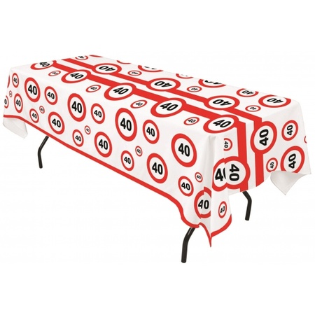40 Years birthday tablecloth with traffic signs