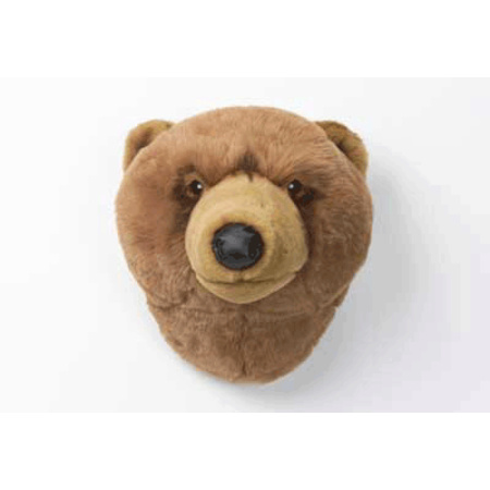 Plush brown bear animal head cuddle toy/trophee 30 cm wall decoration