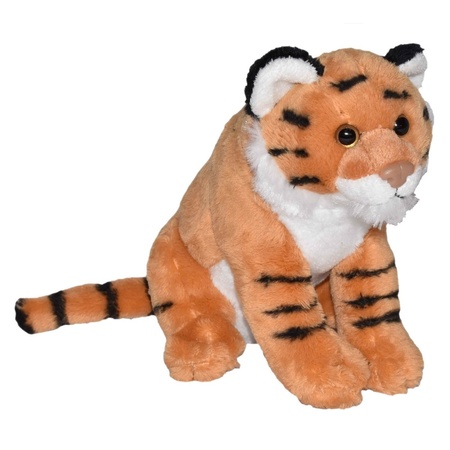 Jungledieren knuffels tijger bruin 20 cm