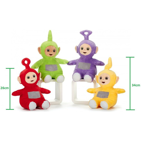 Set of 2x plush Teletubbies cuddle toys/dolls Tinky Winky and Dipsy 34 cm