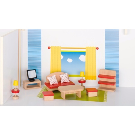 Houten woonkamer meubeltjes voor poppenhuis