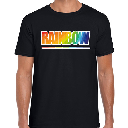 Rainbow tekst regenboog / LHBT t-shirt zwart voor heren