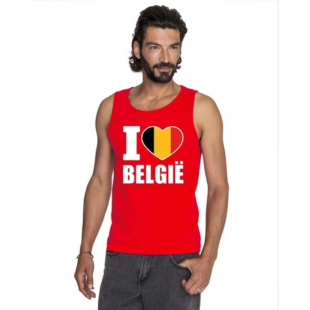 Rood I love Belgie fan singlet shirt/ tanktop heren