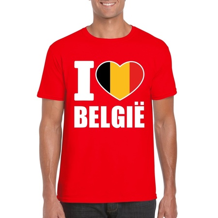 Rood I love Belgie shirt heren