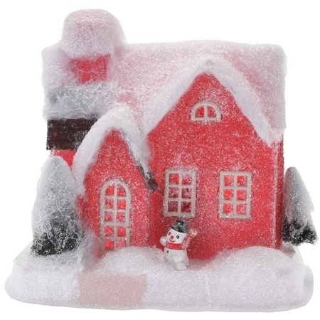 Red Christmas village house 18 cm type 2 with LED light