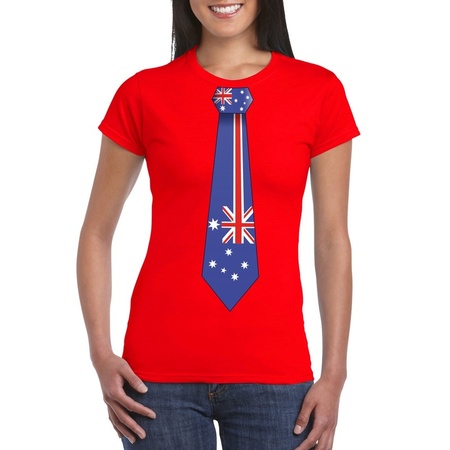 Rood t-shirt met Australie vlag stropdas dames