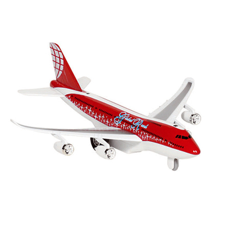 Speelgoed vliegtuigen setje van 2 stuks paars en rood 19 cm