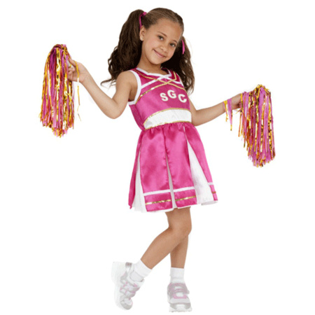 Roze cheerleader carnavalskleding