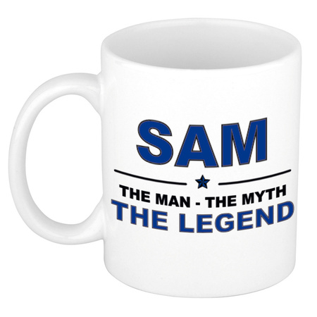 Sam The man, The myth the legend pensioen cadeau mok/beker 300 ml