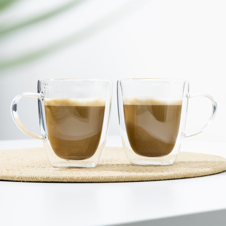 Set van 2x dubbelwandige koffieglazen / cappuccino glazen 270 ml