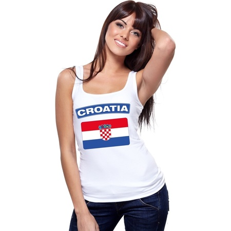 Kroatische vlag singlet wit dames