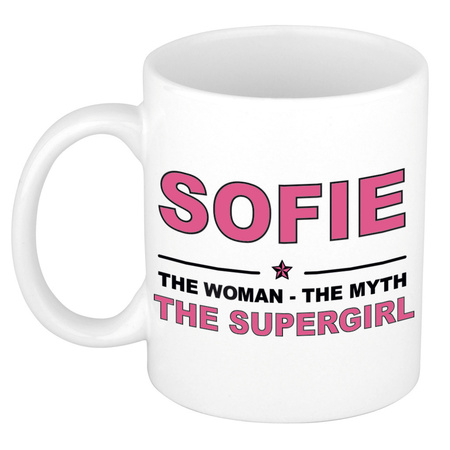 Sofie The woman, The myth the supergirl pensioen cadeau mok/beker 300 ml