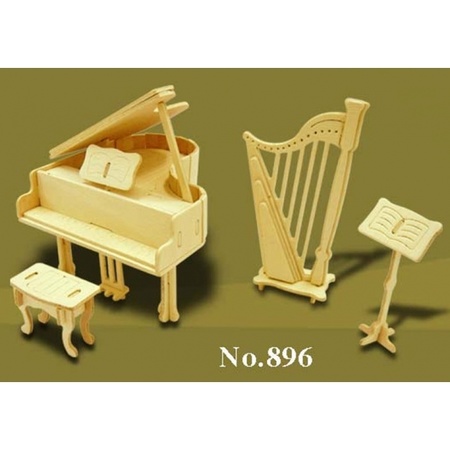 Wooden doll house music instruments toys