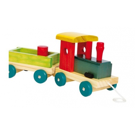 Toy transport train made of wood