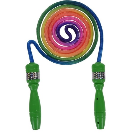 Skipping rope rainbow print green handle 210 cm