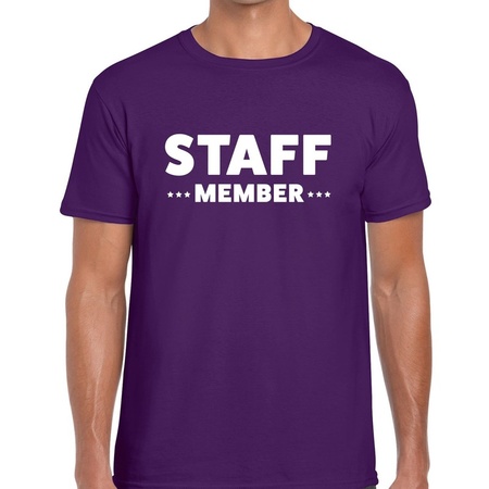 Staff member / personeel tekst t-shirt paars heren