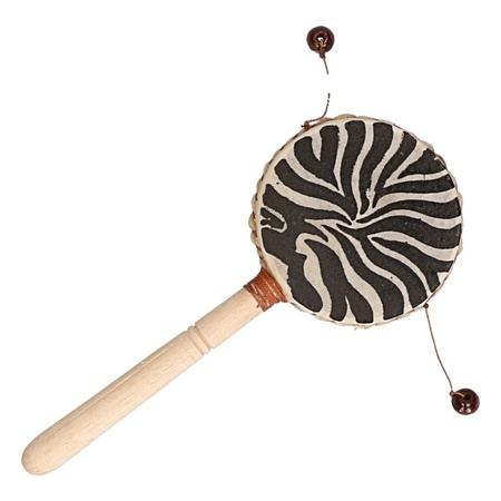Houten trommel instrument met zebraprint 20 cm