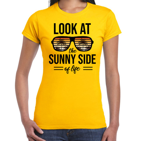 Sunny side feest t-shirt / shirt look at the sunny side of life geel voor dames