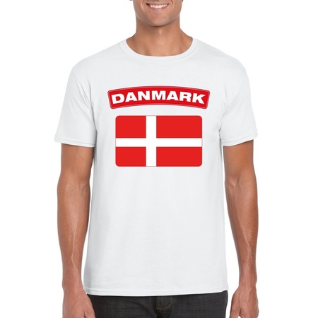 Deense vlag shirt wit heren