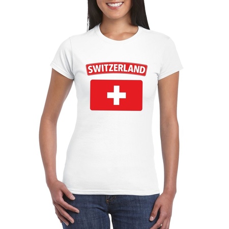 Zwitserse vlag shirt wit dames