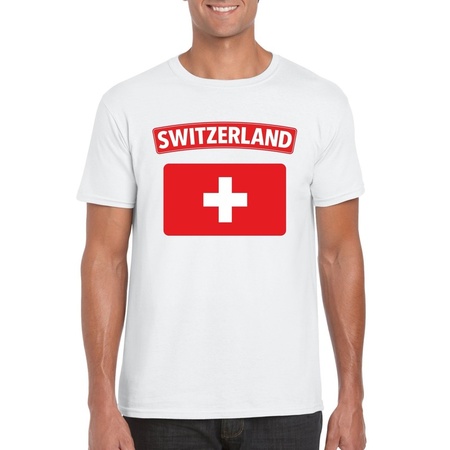 Zwitserse vlag shirt wit heren