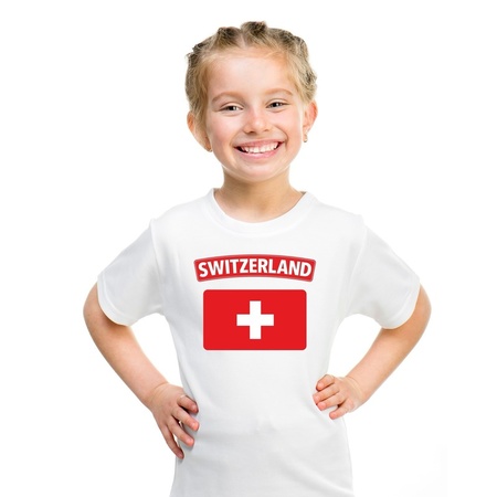 Zwitserse vlag kinder shirt wit