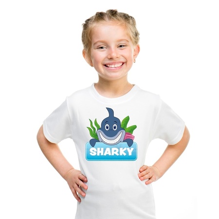 T-shirt wit voor kinderen met Sharky de haai