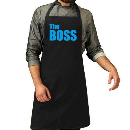 The boss and The real boss set kitchen aprons black and blue/pink for adults