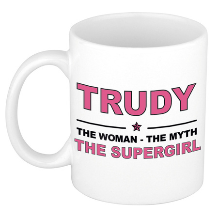 Trudy The woman, The myth the supergirl pensioen cadeau mok/beker 300 ml