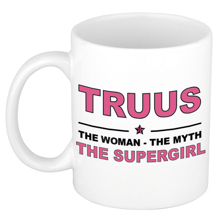 Truus The woman, The myth the supergirl pensioen cadeau mok/beker 300 ml