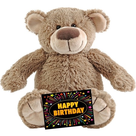 Verjaardag knuffel beer 40 cm + gratis verjaardagskaart
