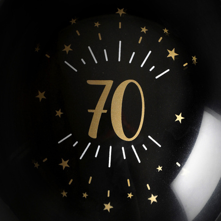 Verjaardag leeftijd ballonnen 70 jaar - 8x - zwart/goud - 23 cm - Feestartikelen/versieringen