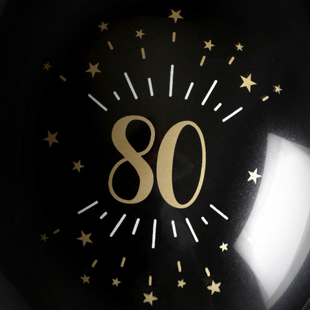 Verjaardag leeftijd ballonnen 80 jaar - 8x - zwart/goud - 23 cm - Feestartikelen/versieringen