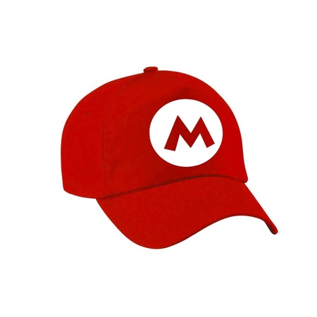 Dress up cap Mario red with black mustache for kids