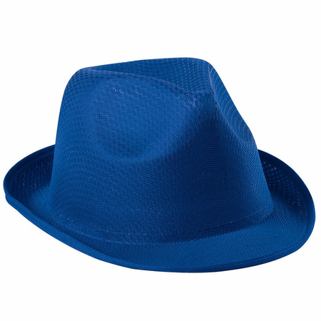 Verkleed trilby hoedje - blauw - polyester - volwassenen - Carnaval hoed