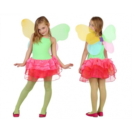 Butterfly costume for girls green/orange