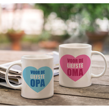 Voor de liefste Opa en Oma mug - Gift cup set for Grandpa and Grandma