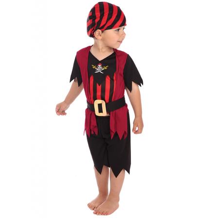 Rood met zwart piraten outfit voor kinderen