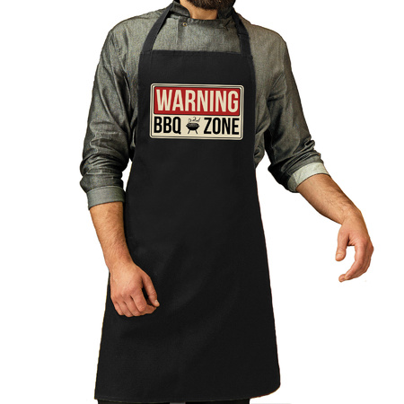 Warning bbq zone apron black for men